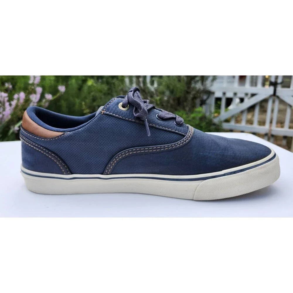 Levis Shoes Mens Size 10 Navy Brown Perforated Low Top Casual Sneakers Comfort